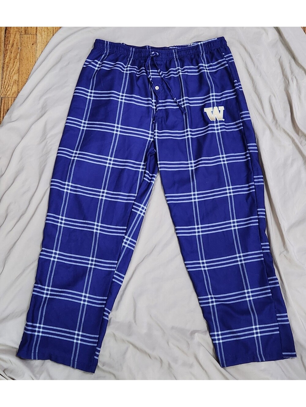 University of Washington Huskies Pajama Pants Mens XL Purple White Plaid Fleece